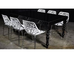 Black Gloss Highboy Table Large - Black Legs in Orlando