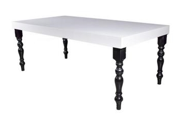 White Gloss Highboy Table Large - Black Legs in Tampa, St Petersburg