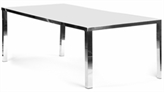 Mirage Dining Table White With Silver Legs in Miami, Ft. Lauderdale, Palm Beach