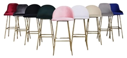 Royal Barstool - Matte Gold Legs and Pink Seat in Miami, Ft. Lauderdale, Palm Beach